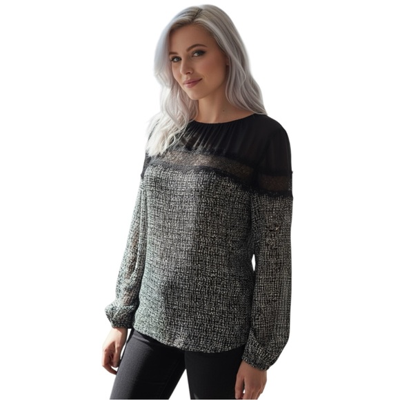 White House Black Market Tops - White House Black Market Black and White Blouse Like New! 10